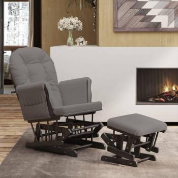 Sillón de lactancia con taburete en tela gris oscuro