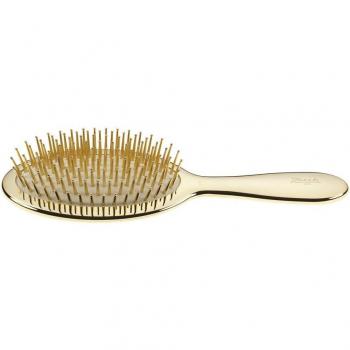 Cepillo neumático ovalado Janeke Gold Line con púas doradas, tamaño 22 x 7 cm