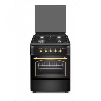Cocina de Gas Rústica Solthermic F6S40G2 Negra 60x60 con 4 Zonas y Horno