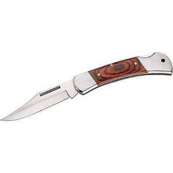 Herbertz Navaja de bolsillo con mango de 11 cm de largo, AISI 420, madera de Pakka
