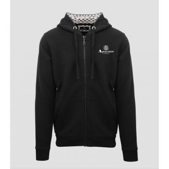 Aquascutum Men's Black Cotton Zip-Up Hoodie with Embossed Logo - Size Small