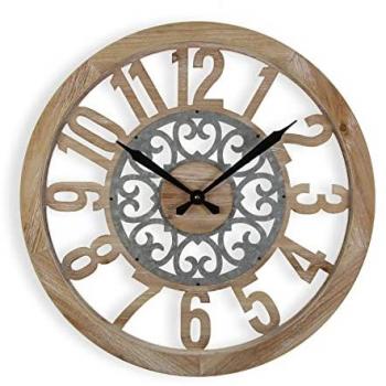 Reloj de Pared Decorativo Versa Linton para Cocina, Salón, Comedor o Habitación - 60x2x60 cm, Madera MDF, Color Marrón