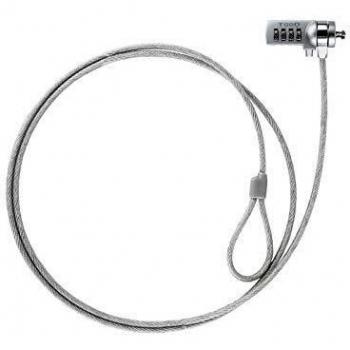 Tooq TQCLKC0015 - Cable de Seguridad con Combinación para Portátiles, Plata, 1.5 Metros