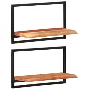 vidaXL Wall Shelves 2 pcs 60x25x35 cm Solid Wood Acacia and Steel