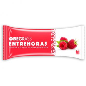Obegrass Barrita Saciante Entrehoras, Chocolate Blanco y Frutos Rojos - 1 Unidad