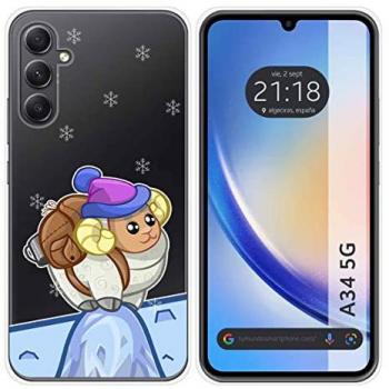 Funda Silicona Transparente para Samsung Galaxy A34 5G con Diseño de Cabra y Dibujos