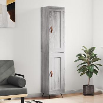 Aparador alto de madera contrachapada gris Sonoma 34,5x34x180 cm