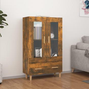 Aparador alto de madera contrachapada 70x31x115 cm, Mueble de Almacenaje de Salón, Buffet para salón Moderno, Armario Auxiliar, Armario de Almacenamiento en roble ahum