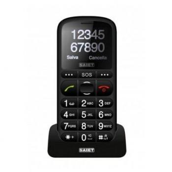 Saiet Pronto Max - Teléfono Móvil para Seniors con Pantalla de 1.8, Táctil Grande, Botón SOS y Radio FM - Color Negro