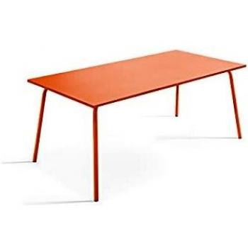Mesa de jardín rectangular Oviala Palavas 180 x 90 x 72 cm - Acero Naranja