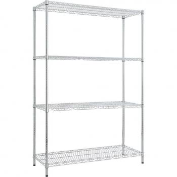 Estantería Metálica Cromada KITHOME Modus Pro 180 x 120 x 45 cm con 4 Baldas de Almacenaje en Acero