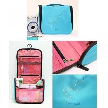 Missofsweet portátil Hanging plegable neceser de aseo de viaje Make Up cosméticos bolsas con gancho azul marino