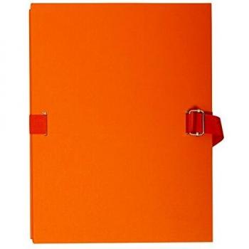 Carpeta con lomo extensible cierre mediante cinta y gancho corredor con muescas - Tamaño: 24x32 cm - A4 - Naranja, cartón