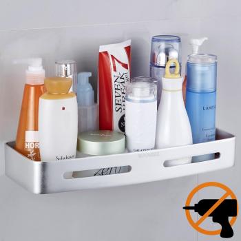 Wangel Estantería para Baño Ducha, Pegamento Patentado + Autoadhesivo, Aluminio, Acabado Mate, Estantes