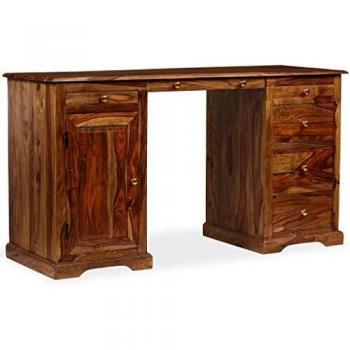 vidaXL Escritorio Pedestal 140x50x76 cm Madera Sheesham Mesa Mesilla Oficina