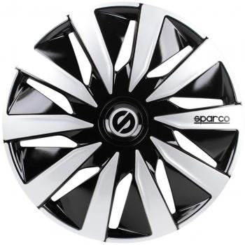 SPARCO SPC1691BKSV Tapacubos Lazio, Negro/Plata, 16, Set de 4