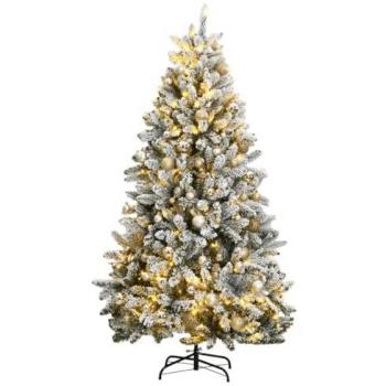vidaXL Artificial Hinged Christmas Tree 300 LEDs & Ball Set 240 cm
