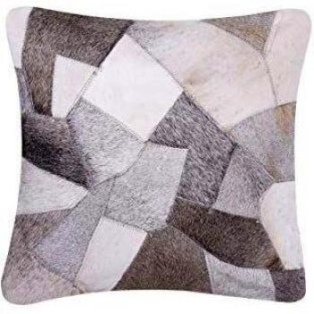 Cojín Decorativo de Piel de Vacuno Patchwork Gris 45 x 45 cm Neeloor
