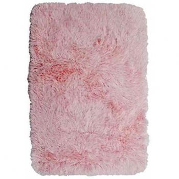 Alfombra Shaggy Neo Yoga - Lavable, Base Fina de Microfibra Extra Suave, Rosa 60 x 90 cm