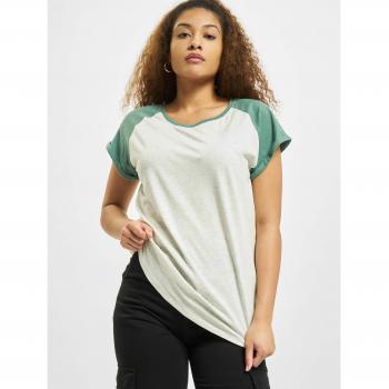 Urban Classics Women's Contrast Raglan T-Shirt - Grey Green
