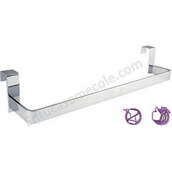 Kibath 321044 Toallero sin taladros para mueble de baño. Largo 36cm. Fabricado en acero inox. Acabado cromo brillo. Facil instalación sin obras ni herramientas