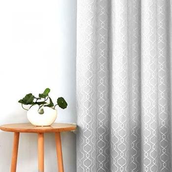 Deconovo Cortinas de Salón Térmicas Aislantes Dormitorio Decoración Ventanas para Habitación de Marroquí con Ojales 2 Piezas 132 x 183 cm Gris Plateado