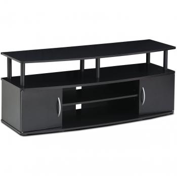 Furinno JAYA Large Entertainment Center for TVs up to 55 inches (Model: 15113BKW) in Black Wood