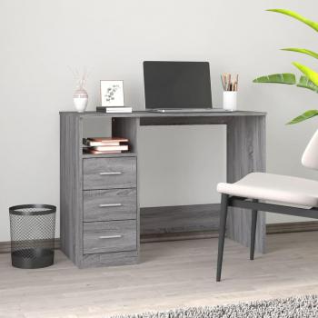 Escritorio con cajones gris Sonoma 102x50x76 cm de madera multicapa