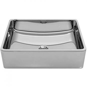 vidaXL Lavabo Cerámica Sanitario Baño Servicio Fregadero Piezas de Fontanería Bricolaje Instalación Decoración Aseo Grifería 41x30x12 cm Plateado