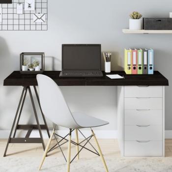 Mesa de Sobremesa 140x60x(2-6) cm Roble Macizo Tratado Gris Oscuro