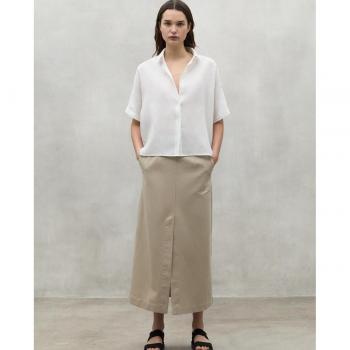 Camisa de Mujer Ecoalf Melania de Manga Corta en Lino Blanco - Talla S