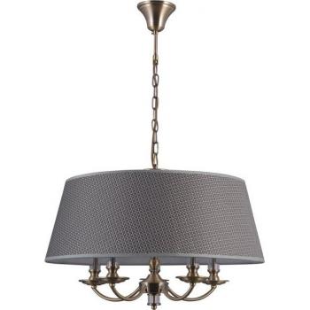 Lámpara colgante clásica Zanobi de bronce antiguo 5 luces con pantalla gris, E14