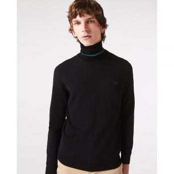 Lacoste Men's Black Merino Wool Turtleneck Sweater
