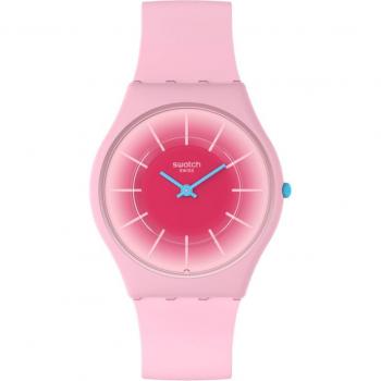 Swatch Reloj Radiantly Pink - Color rosa, correa de silicona