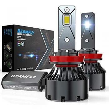 BEAMFLY H11 H8 H9 LED Bombillas 20000LM 120W para 12V Coches, 6000K Blanco
