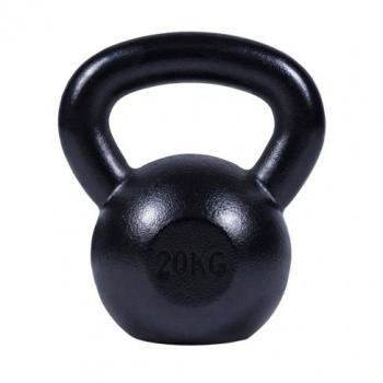 Kettlebell de fundición negra 20kg y 26kg, con mango ergonómico para entrenamiento de fuerza