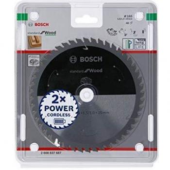 Bosch Professional 2608837687 Disco Standard for Wood, Madera, 48 Dientes, Accesorio de Sierra Circular sin Cable, 165 x 20 x 1.5 mm