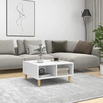 Mesa de centro madera contrachapada blanco 60x60x30 cm