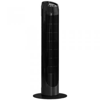 HOMCOM Ventilador de Torre 45W Silencioso Vertical con 3 Velocidades y Oscilación de 70° para Salón, Dormitorio y Oficina - Dimensiones Ø27x75 cm, Color Negro