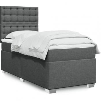 Cama box spring con colchón de muelles gris oscuro 90x190 cm Tela Vidaxl