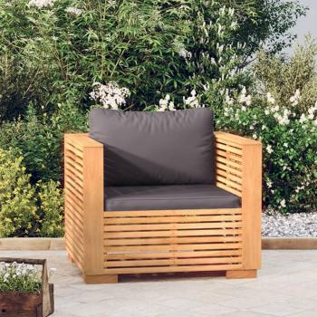 Teak Garden Sofa Chair with Dark Gray Cushions