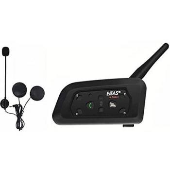 Ejeas V6 Pro 1200M Auriculares Intercomunicador Moto Inalambrico Bluetooth para Motocicletas, Impermeabilidad Intercomunicador Casco Moto, Comunicador Moto hasta 6 Jinetes