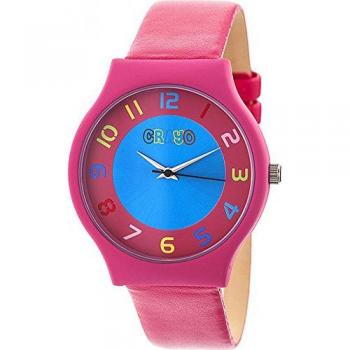 Crayo Jubilee Hot Pink Unisex Leather Strap Quartz Watch