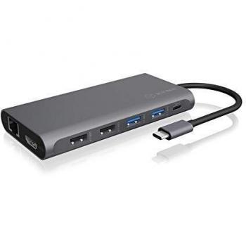 ICY BOX IB-DK4050-CPD Docking Station 12-en-1 USB-C con 2x HDMI, 1x DisplayPort (4K 60Hz), 4x USB 3.0, Alimentación