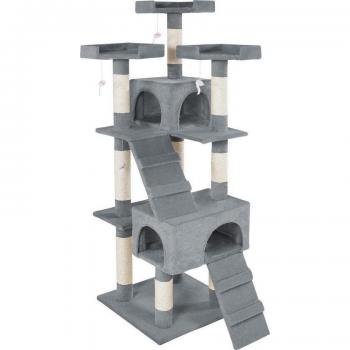 Tectake - Árbol Rascador para Gatos Barney con Casetas, Ratoncitos de Juguete, Columnas de Sisal y Parque de Juegos para Gatos