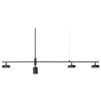 Lámpara Colgante de Techo LED Moderna de Metal Negro 4 Luces para Cocina y Comedor