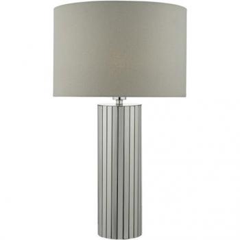 Lámpara de mesa de cromo pulido Cassandra con 1 luz y pantalla de tambor redonda
