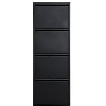 Zapatero Metálico de Acero Negro con 4 Cajones - 50x15x137 cm