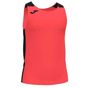 Camiseta de tirantes para hombre Joma Record II Coral Flúor Negro