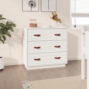 Aparador de madera maciza de pino 80x40x75 cm, Mueble de Almacenaje de Salón, Buffet para salón Moderno, Armario Auxiliar, Armario de Almacenamiento en color blanco